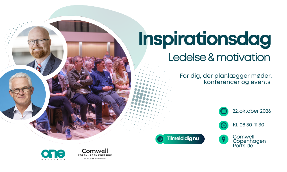 Oplev spændende talere inden for ledelse og motivation til Inspirationsdag i København d. 22/10-26